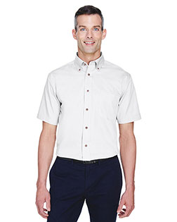 Harriton M500S Men Easy Blend Short-Sleeve Twill Shirt With Stain-Release at Apparelstation