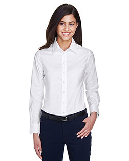 Harriton M600W Women Long-Sleeve Oxford With Stain-Release at Apparelstation