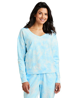 Port & Company Ladies Beach Wash Cloud Tie-Dye V-Neck Sweatshirt LPC140V